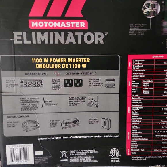 Motormaster 1100w peek 2200w modified sine wave inverter - Picture 7 of 7